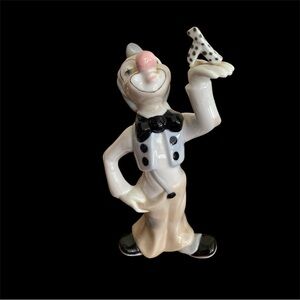 Porcelain Clown Figurine with Polka Dot Hat